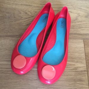 Oka-b McKenzie Red Plastic Ballet Flat Shoes - 8